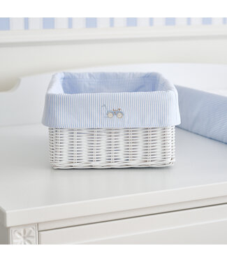 Theophile & Patachou Theophile & Patachou - Witte rieten mandje + Bekleding lijnen - Lichtblauw - Classic Car