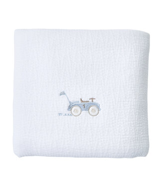 Theophile & Patachou Theophile & Patachou - Doopdeken 100x135cm - Gewafeld - Lichtblauw - Classic Car