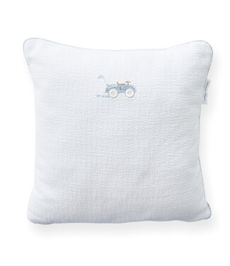 Theophile & Patachou Theophile & Patachou - Gewafeld Kussen geborduurd - Wit/lichtbl - Classic Car