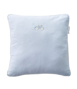 Theophile & Patachou Theophile & Patachou - Geborduurd Kussen effen stof - Lichtblauw - Classic Car