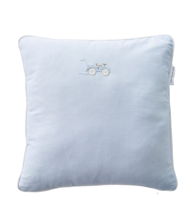 Theophile & Patachou Theophile & Patachou - Geborduurd Kussen effen stof - Lichtblauw - Classic Car