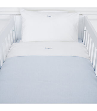 Theophile & Patachou Theophile & Patachou - Donsovertrek bed effen stof 100x135cm  + sloo - Lichtblauw - Classic Car