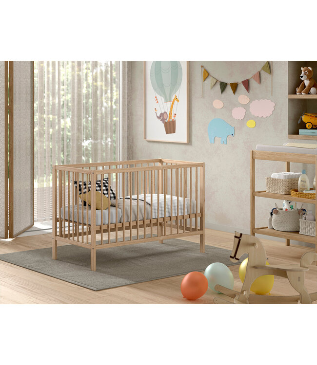 JAXX Jaxx - Dino Babybed 60X120 Natuur (Lattenbodem Inbegrepen)