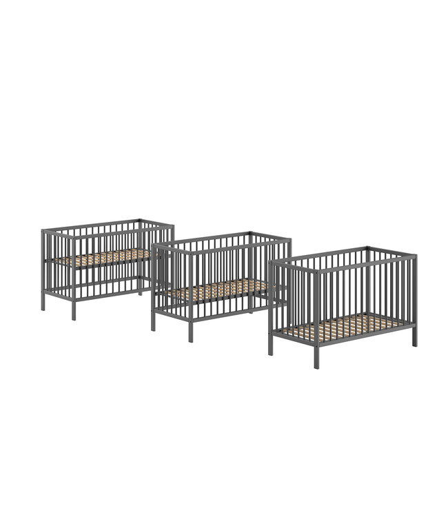 JAXX Jaxx - Dino Babybed 60X120 Antraciet (Lattenbodem Inbegrepen)