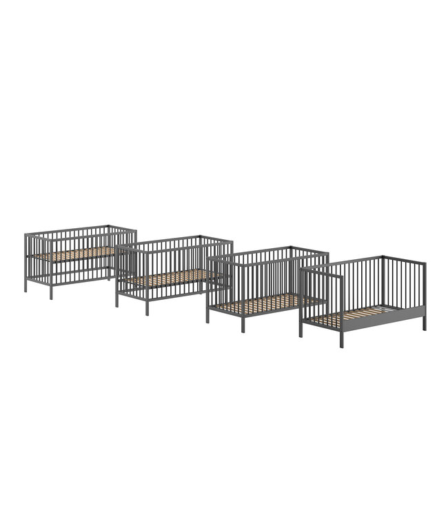 JAXX Jaxx - Dino Babybed 70X140 Antraciet (Lattenbodem Inbegrepen)