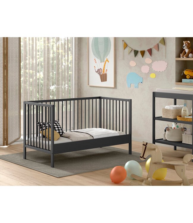 JAXX Jaxx - Dino Babybed 70X140 Antraciet (Lattenbodem Inbegrepen)