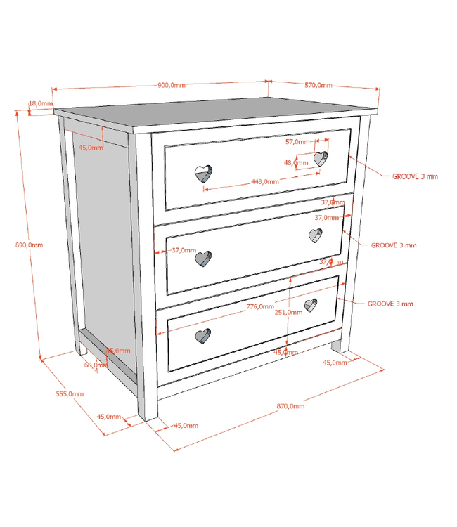 JAXX Jaxx - Amori Commode 3 Laden Wit