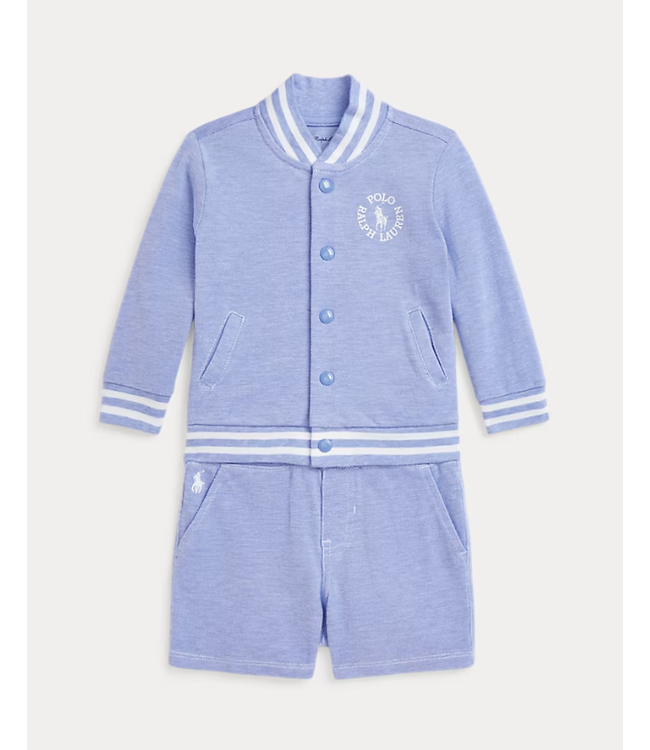 Ralph Lauren Ralph Lauren - Katoenen T-shirt, baseballjack en short - Harbor Island blue multi