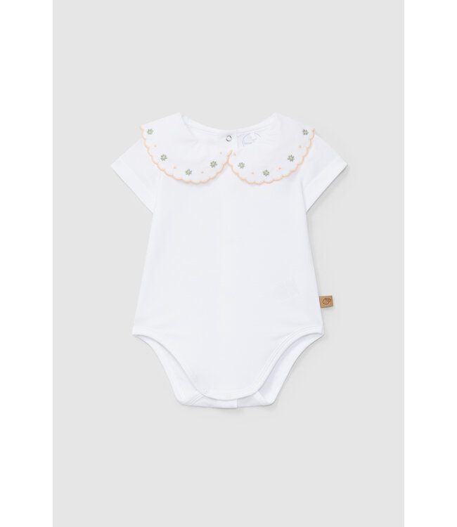 Laranjinha Laranjinha - Body met geborduurde bloemen kraag - wit