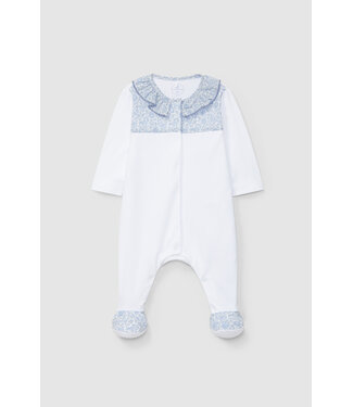 Laranjinha Laranjinha - Romper - Wit met blauwe bloemenprint