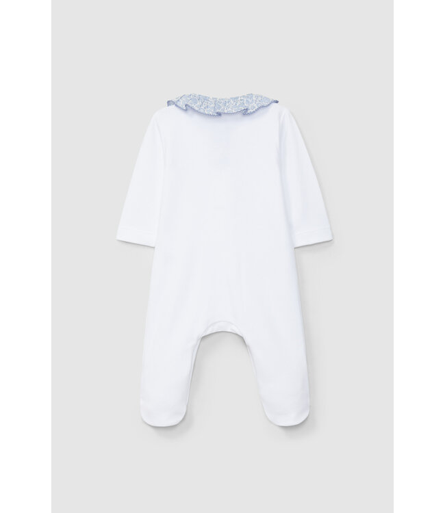 Laranjinha Laranjinha - Romper - Wit met blauwe bloemenprint