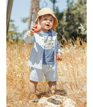 Laranjinha Laranjinha - Gestreepte short - lichtblauw