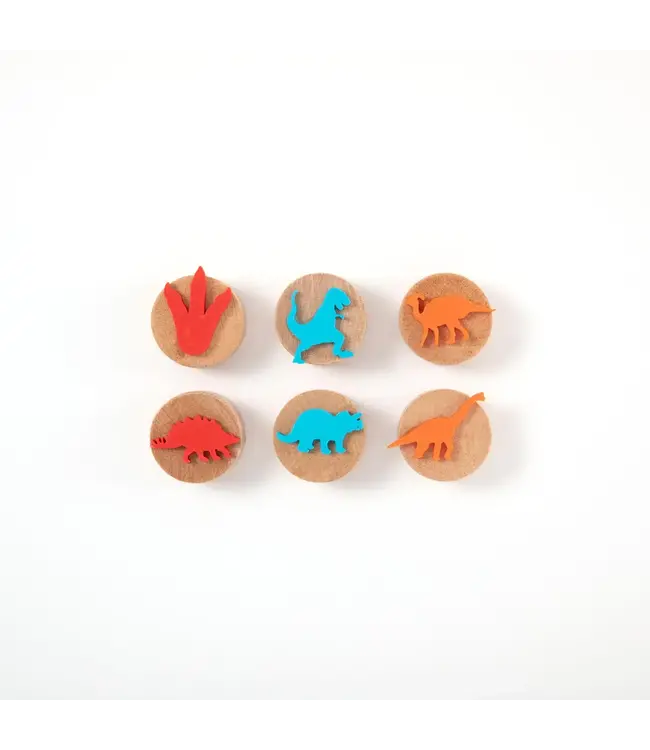 Childgen Childgen - Wooden Stamp Dinosaurs Set 6 Pcs Stamp - Multicolor