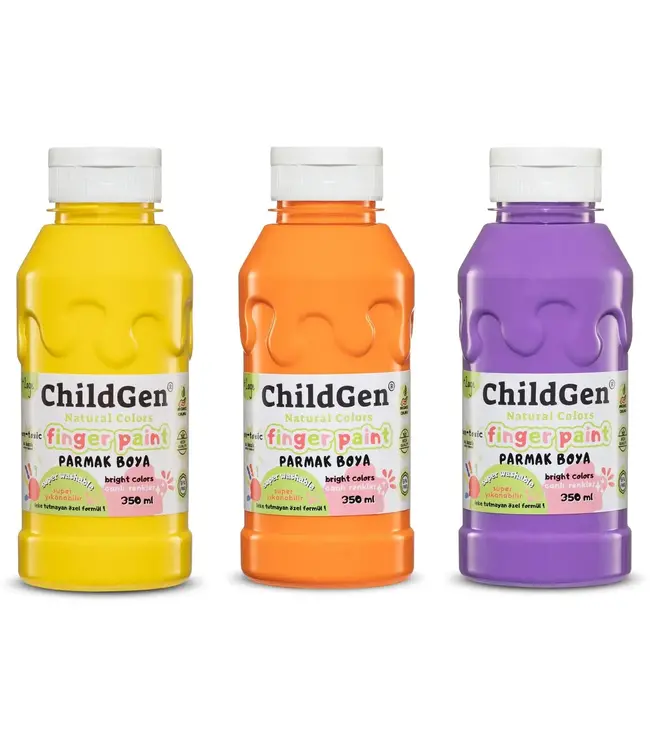 Childgen Childgen - Super Washable Finger Paint 350X3 Ml Bottles Yellow - Orange - Purple