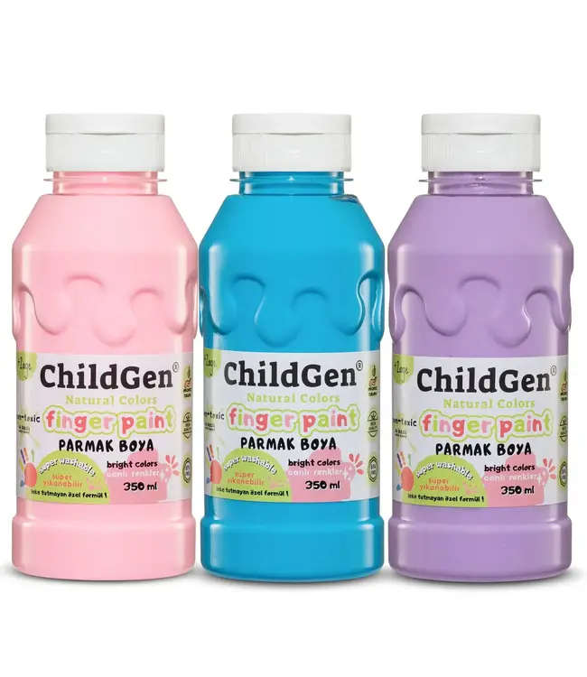 Childgen Childgen - Super Washable Finger Paint 350X3 Ml Bottles - Pastel Sets 1 - Pastel Sets