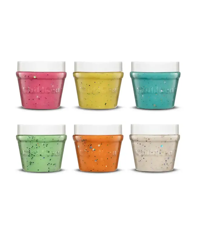 Childgen Childgen - Play Dough Jar 6Pcs - Glitter Set - Pink - Yellow - Blue - Green - Orange - White