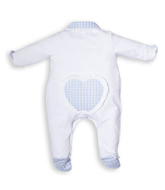 First First - Rompersuit Azurro/white 'Heart'