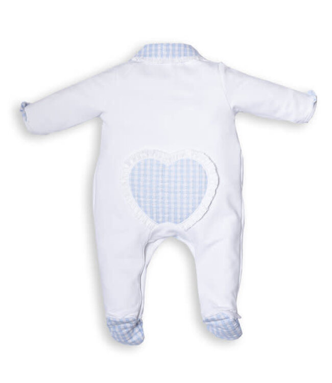 First First - Rompersuit Azurro/white 'Heart'
