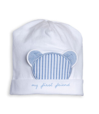 First First - Bonnet Azzuro/white my first friend
