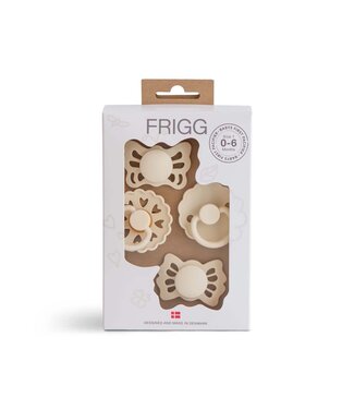 Frigg Frigg - Baby’s First Pacifier Pack - T1 Cream/Floral Heart