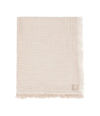 Jollein Jollein - Deken Wieg 75x100cm Fringe Stripe Biscuit/Ivory GOTS