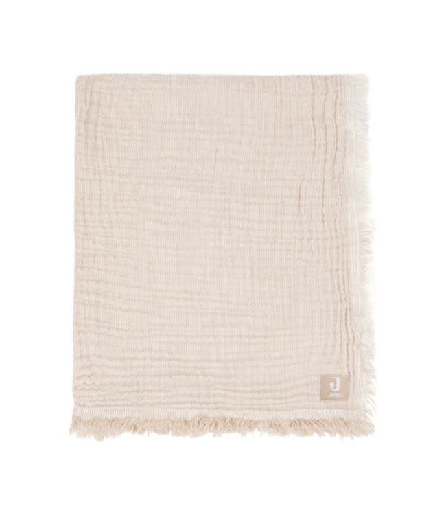 Jollein Jollein - Deken Wieg 75x100cm Fringe Stripe Biscuit/Ivory GOTS