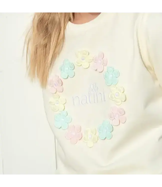 Natini Natini - Sweater bloemen pastel - licht geel