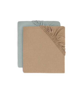 Jollein Jollein - Hoeslaken Jersey 60x120cm Sea Green/Biscuit (2pack)