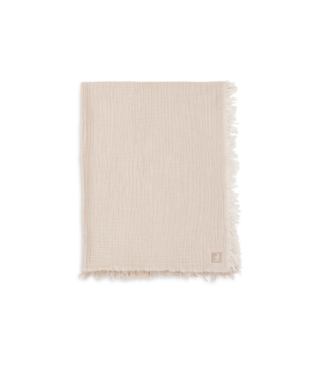 Jollein Jollein - Deken Ledikant 120x120cm Fringe Stripe Biscuit/Ivory GOTS