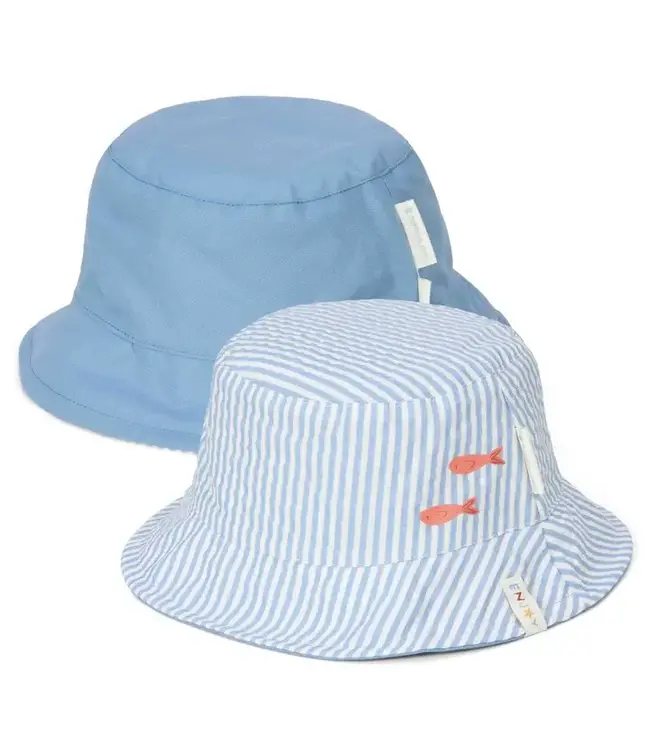 Little Dutch Little Dutch - Bucket hat omkeerbaar Stripes Ocean Blue