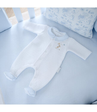 Theophile & Patachou Théophile & Patachou - Kruippakje jersey gewafeld kraag – Garden party – Lichtblauw