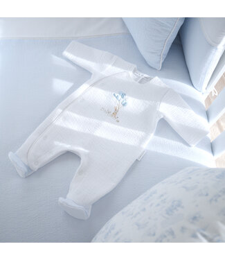 Theophile & Patachou Théophile & Patachou - Kruippakje jersey gewafeld – Garden party – Lichtblauw