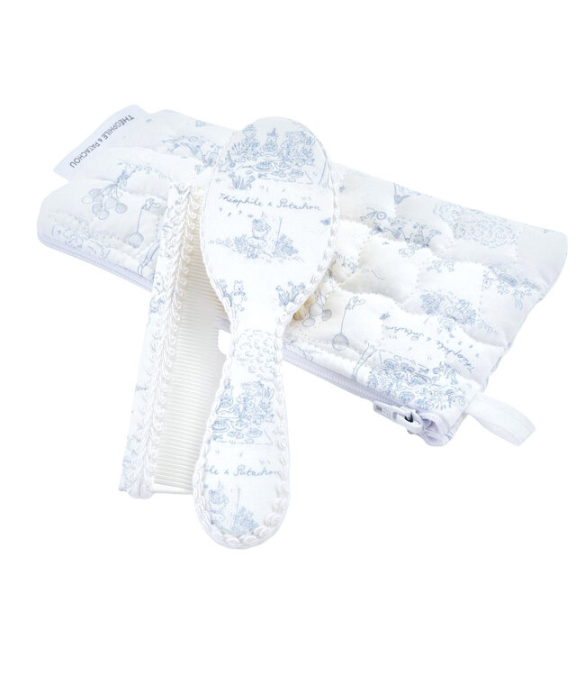 Theophile & Patachou Théophile & patachou - Blue Garden Party - Borstel en kam -bedrukt + pochet