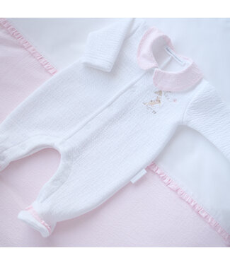 Theophile & Patachou Théophile & Patachou - Kruippakje jersey gewafeld kraag – Garden party – Roze