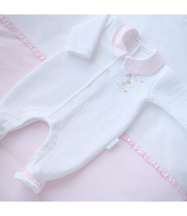 Theophile & Patachou Théophile & Patachou - Kruippakje jersey gewafeld kraag – Garden party – Roze