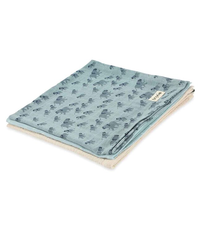Trixie Trixie - Muslin cloths 3-pack mix | 55x55cm - Enchanting Elephant