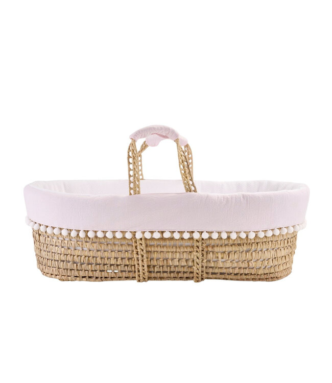 Theophile & Patachou Théophile & patachou - Pink Garden Party - Rieten reiswieg + Aankleding roze / gewafeld wit