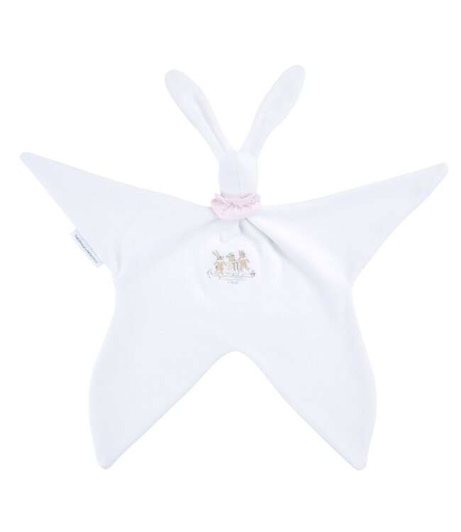 Theophile & Patachou Théophile & patachou - Pink Garden Party - Geborduurd knuffeldoekje - fluweel