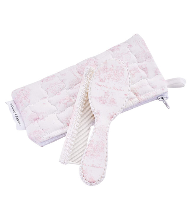 Theophile & Patachou Théophile & patachou - Pink Garden Party - Borstel en kam - bedrukt + zakje