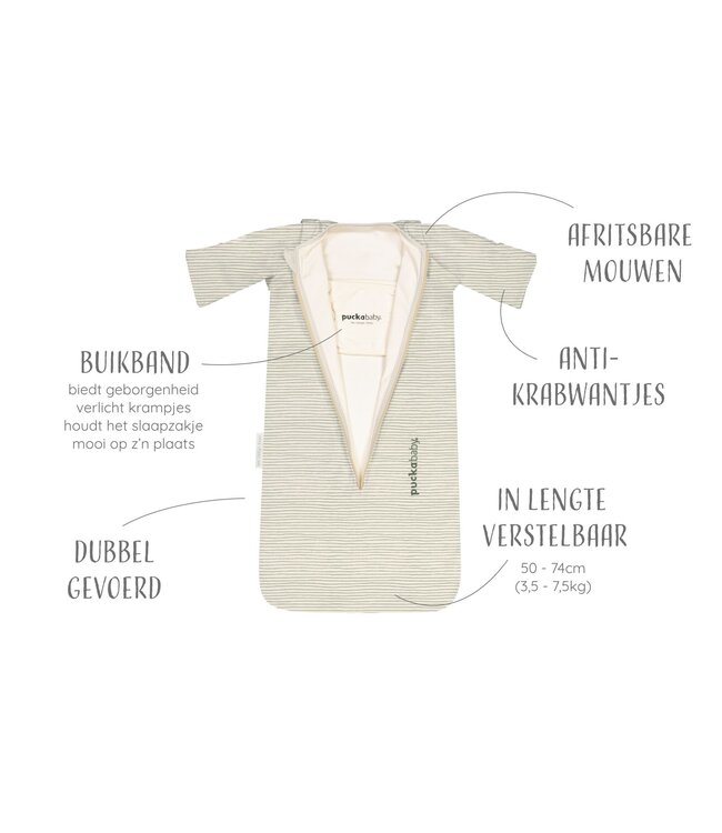 Puckababy Puckababy - The Bag Newborn  < 6 M | 70 CM - Cotton - Green Stripes