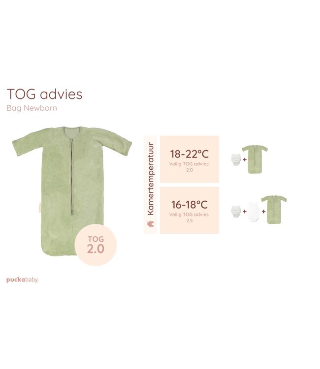 Puckababy Puckababy - The Bag Newborn  < 6 M | 70 CM - Teddy -  Olive