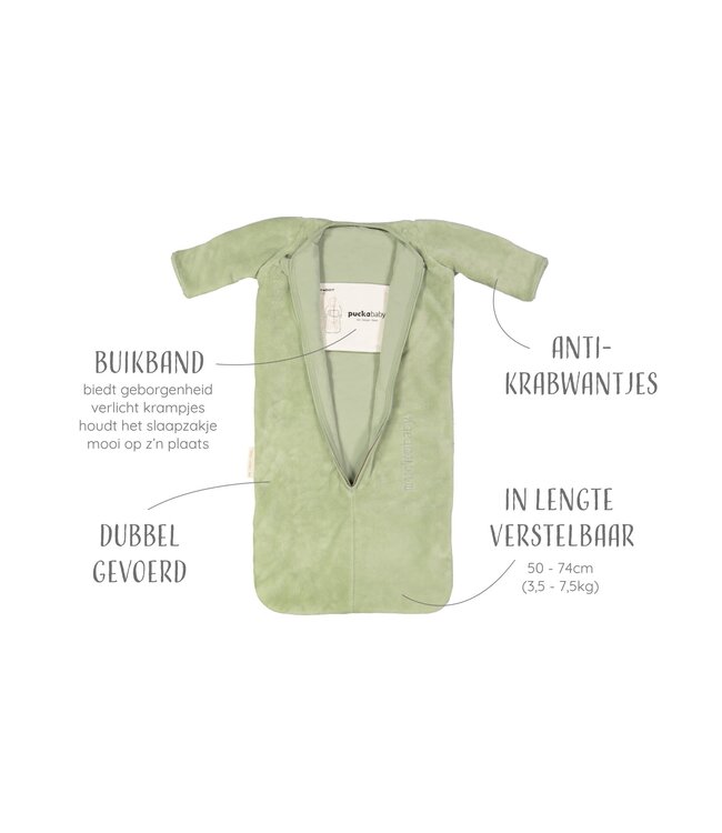Puckababy Puckababy - The Bag Newborn  < 6 M | 70 CM - Teddy -  Olive