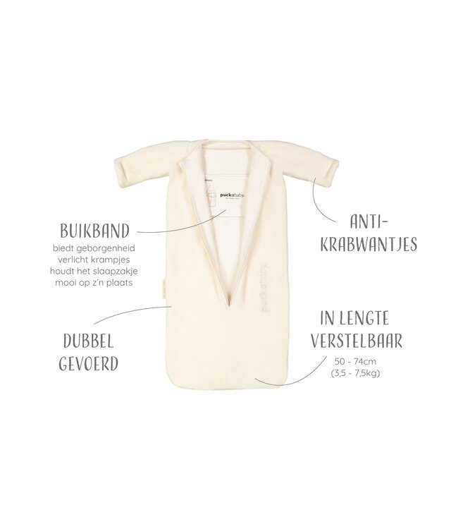 Puckababy Puckababy - The Bag Newborn  < 6 M | 70 CM - Teddy - Pure