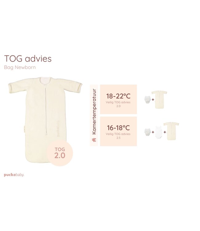 Puckababy Puckababy - The Bag Newborn  < 6 M | 70 CM - Teddy - Pure