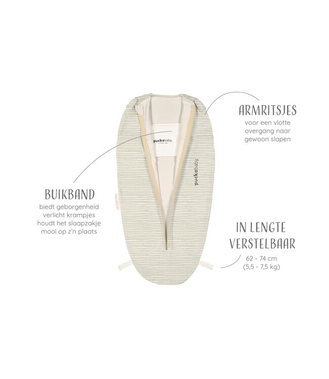 Puckababy Puckababy - The Original - Mini 3/6 M - Cotton - Green Stripes