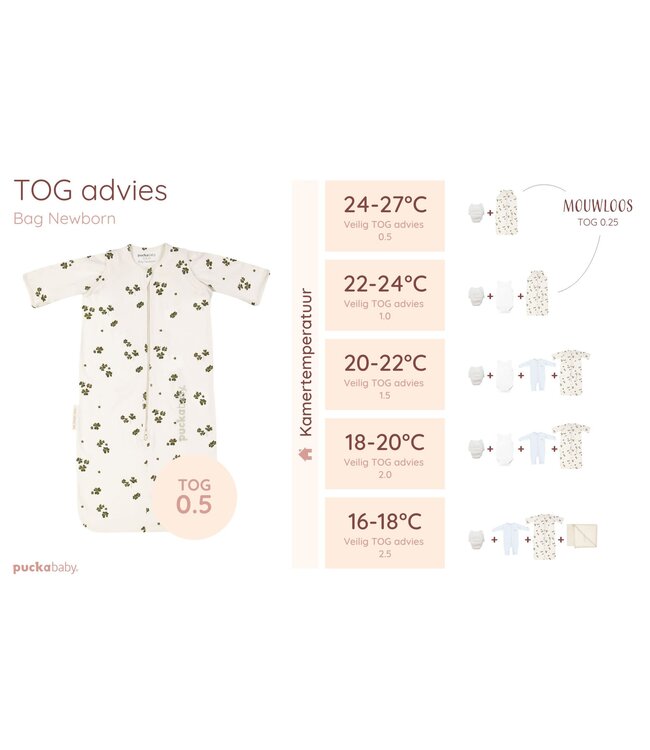 Puckababy Puckababy - The Bag Newborn  < 6 M | 70 CM - Lucky Clover - Cotton