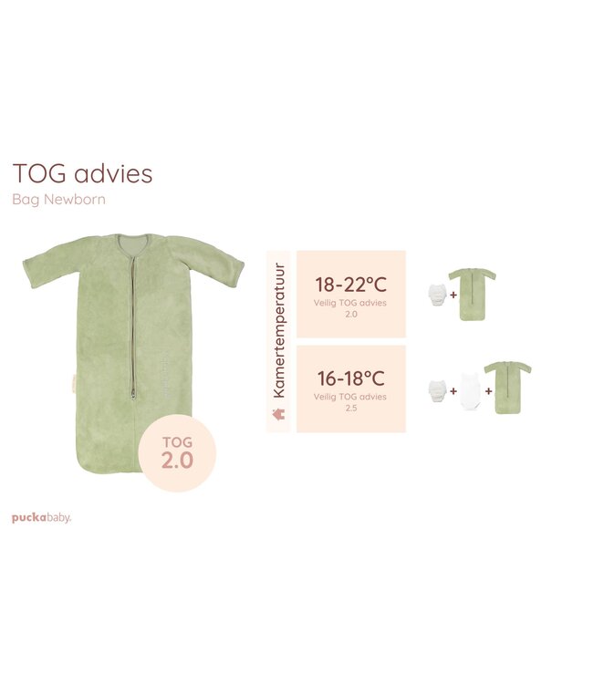 Puckababy Puckababy - The Bag Newborn  < 6 M | 70 CM - Teddy -  Olive