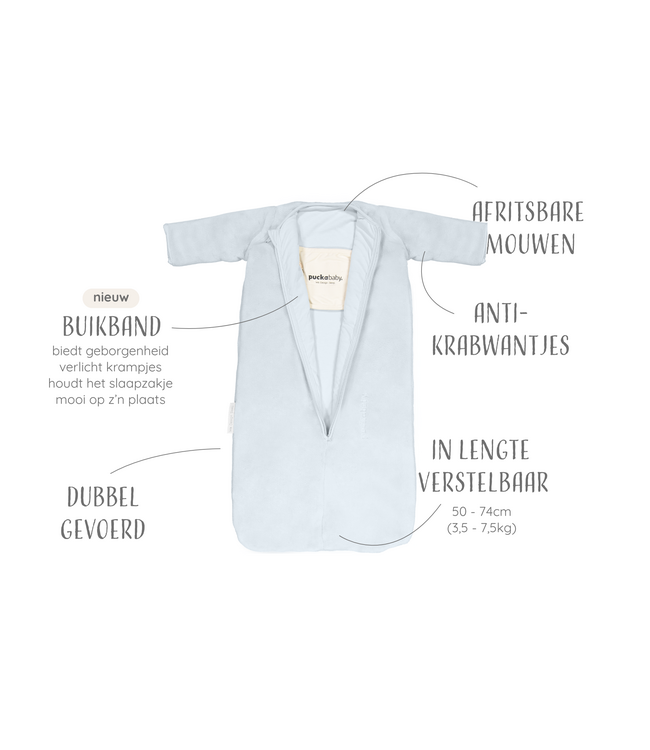 Puckababy Puckababy - The Bag Newborn  < 6 M | 70 CM - Teddy - Sky