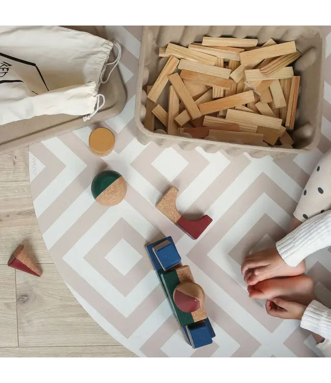 Eeveve Eeveve - Round Splash Mat Modern Blocks - Desert Sand