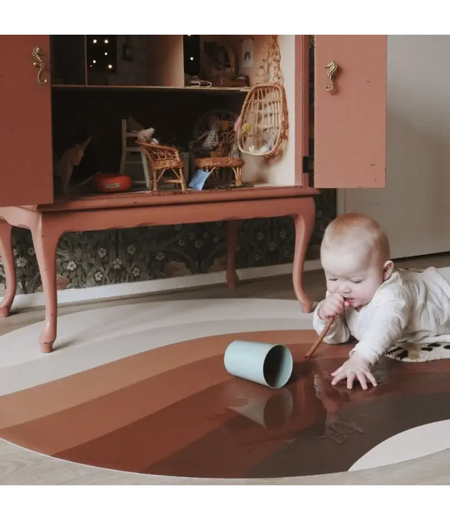 Eeveve Eeveve - Round Splash Mat Retro Lines - Brown